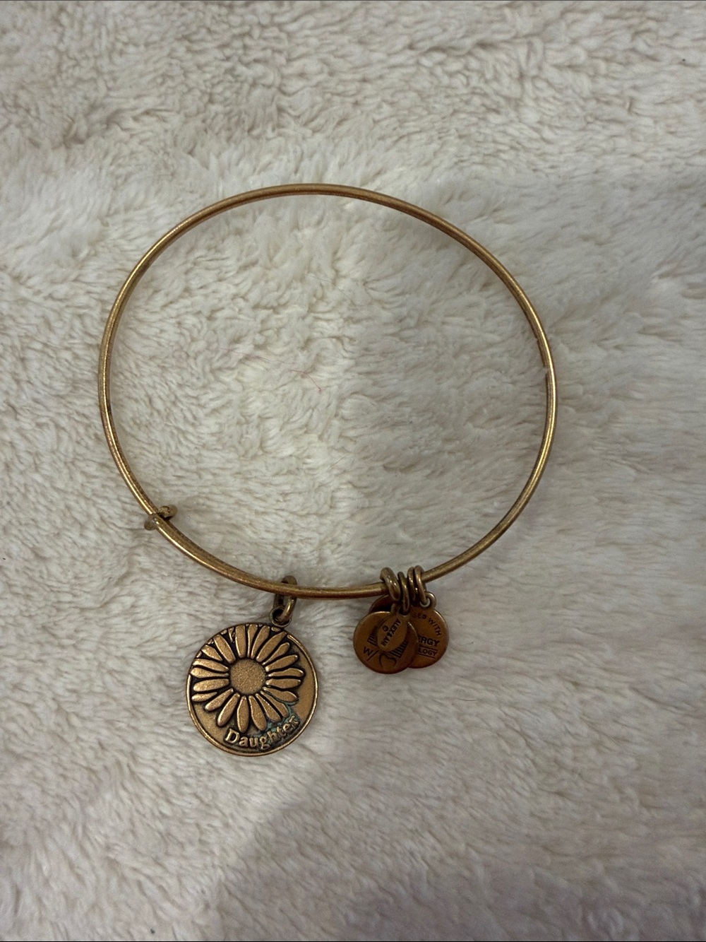 Alex and Ani Gold Daisy 'Daughter' Charm Bangle Bracelet